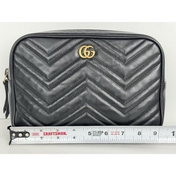 GUCCI Calfskin Matelasse Mens GG Marmont Belt Bag 90 36 Black C-1 - Picture 14 of 16